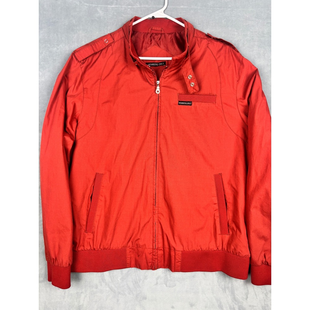 Members Only Mens Iconic Racer Jacket Red Full Zip Epaulettes Size XL